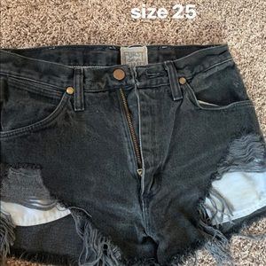 black LF distressed shorts